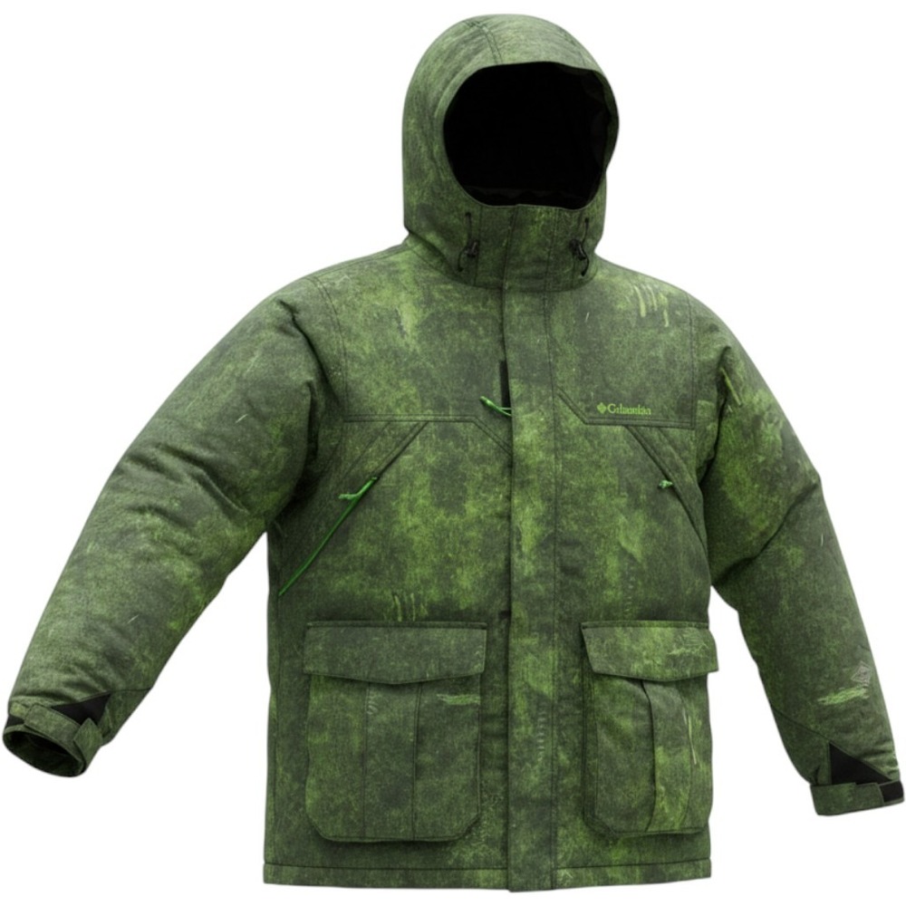 Columbia Omni Tech Jacket Mens M Green Camo Waterproof Breathable Hooded Coat